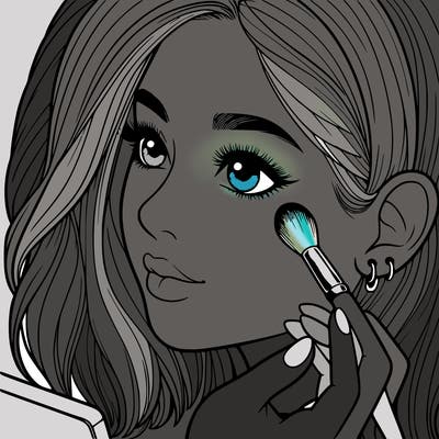 a realistic girl doing her makeup