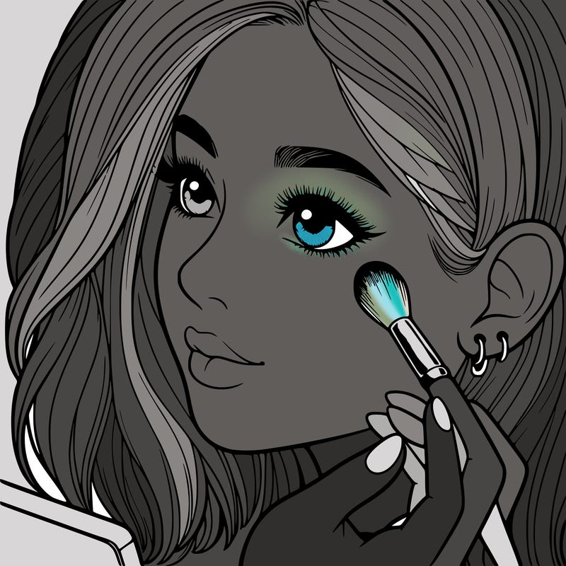 a realistic girl doing her makeup