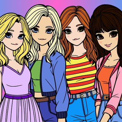a group of girls realistic