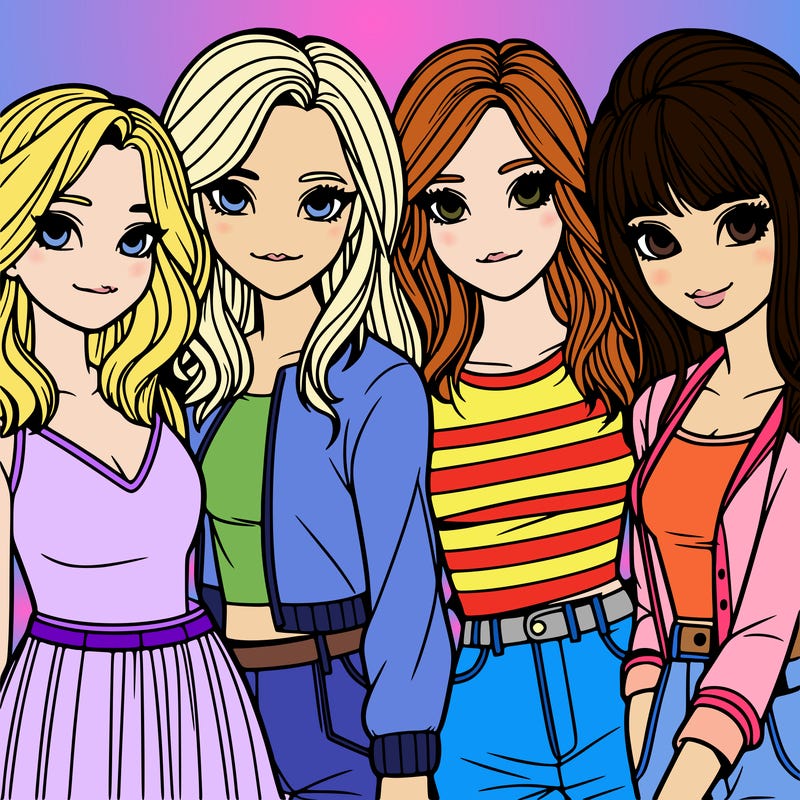 a group of girls realistic
