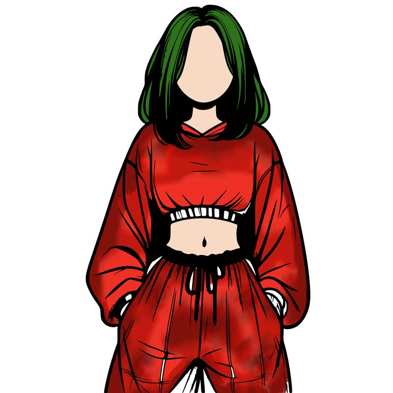 realistic girl faceless with baggy pants and a crop top