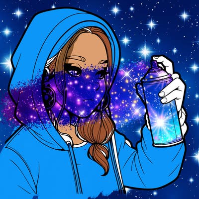 a realistic girl, spray painting