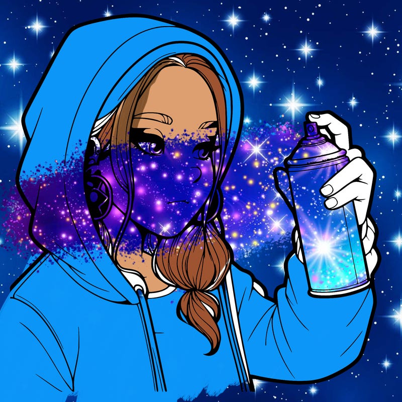 a realistic girl, spray painting