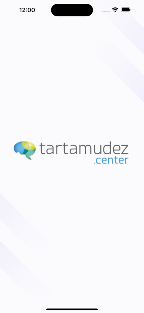 Tartamudez Center app splash screen showing logo and brain icon