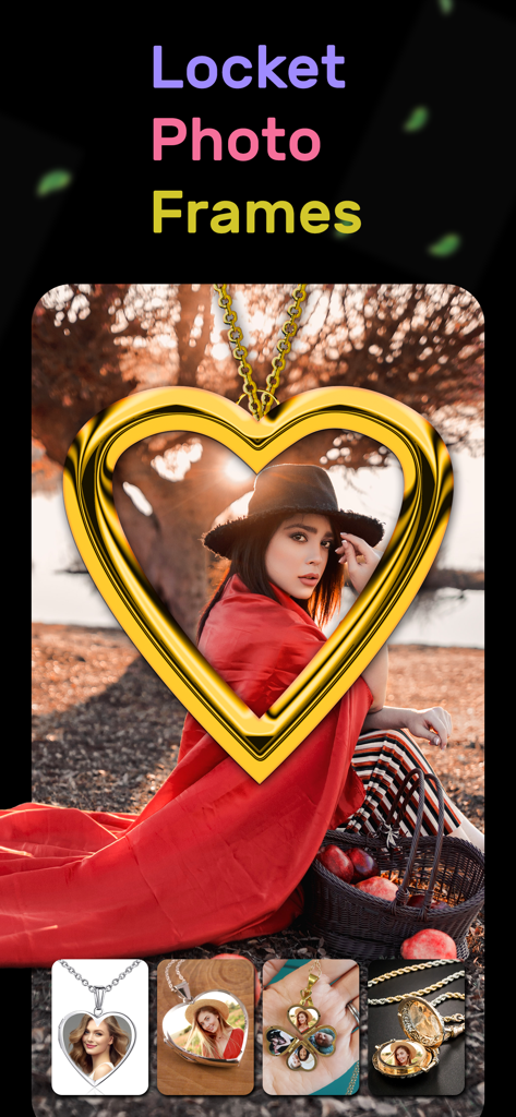 Locket Photo Locket Frames HD - Digital gold heart locket framing a portrait with various locket frame options below