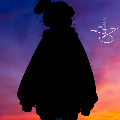 realistic girl with a oversized sweatshirt on and a bun
