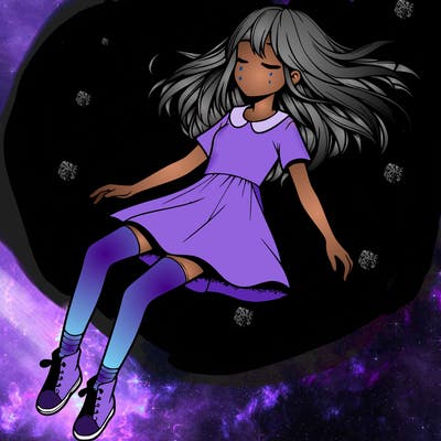 realistic girl floating