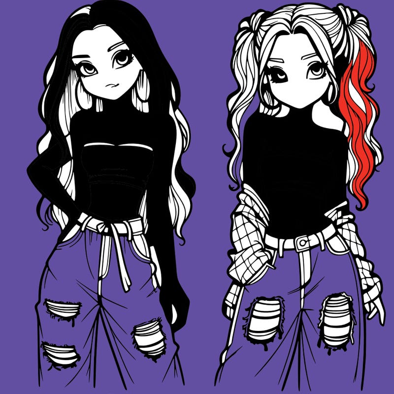 2 girls in crop tops and baggy jeans ripped