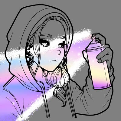 a realistic girl, spray painting