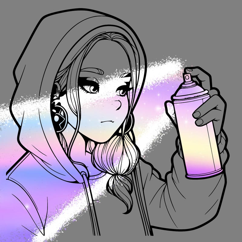 a realistic girl, spray painting