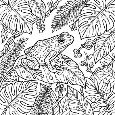 Discover the intricate beauty of the rainforest with this captivating poison dart frog coloring page. This detailed design invites you to explore lush foliage and bring a fascinating creature to vibrant life.