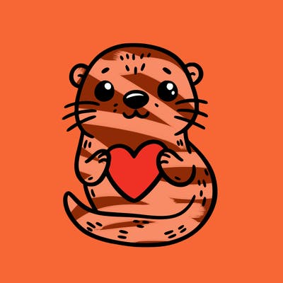 otter with a heart