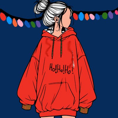 realistic girl with a oversized sweatshirt on and a bun
