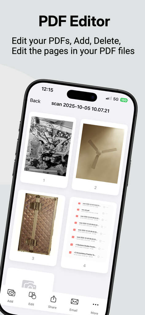 File Doctor - Interfaz de la aplicación File Doctor mostrando el editor de PDF y las funciones de gestión de documentos en un iPhone.