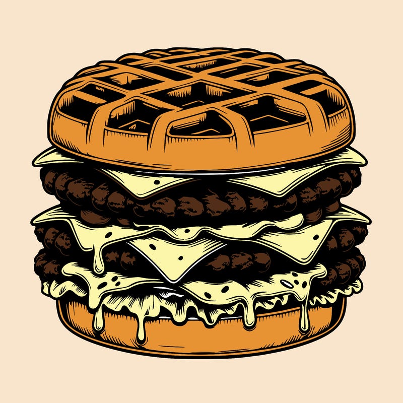 realistic waffle burger