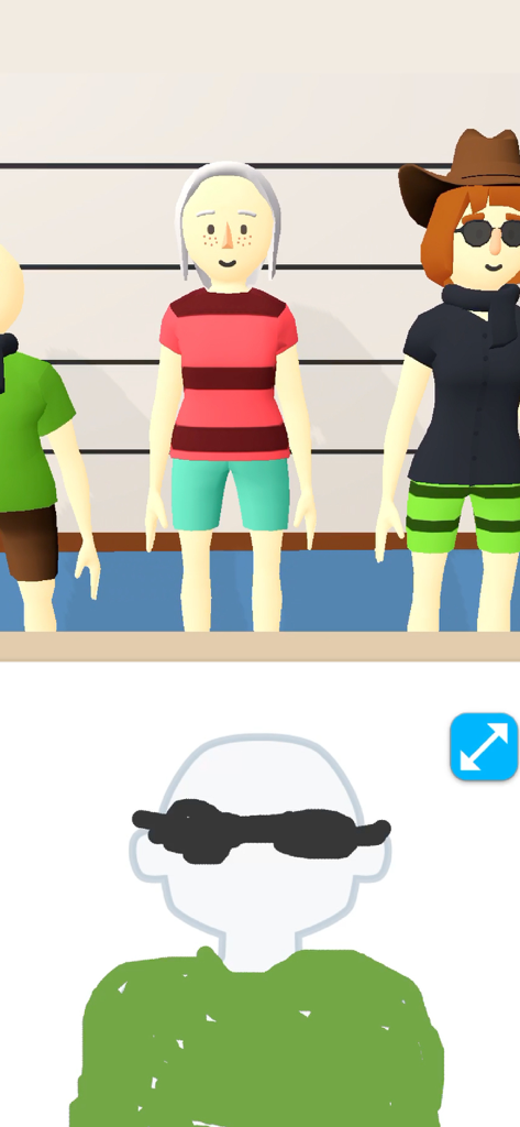 A sketch of a criminal suspect being drawn in the Line Up mobile game