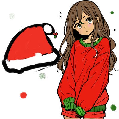 manga teen girl  in a sweater and baggy pants