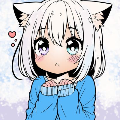 shy anime catgirl