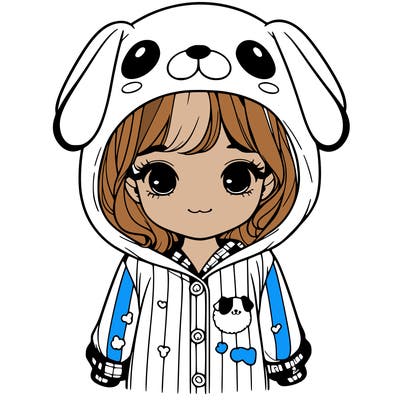 realistic girl in dog pjs