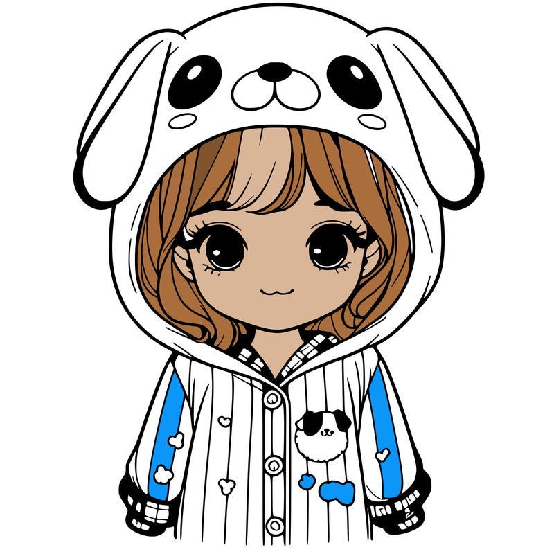 realistic girl in dog pjs