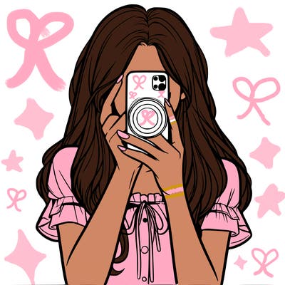 a realistic girl holding her phone taking pictures