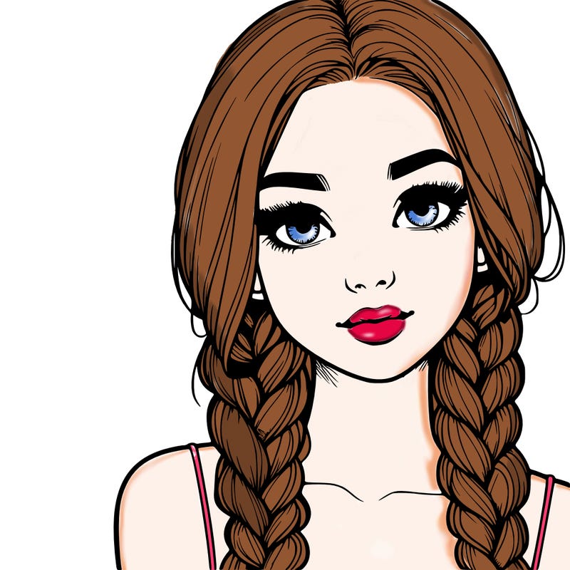 realistic girl with braids