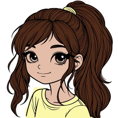 realistic girl with ponytail