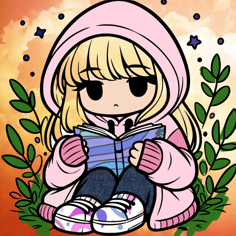 girl in oversized hoodie reading a book