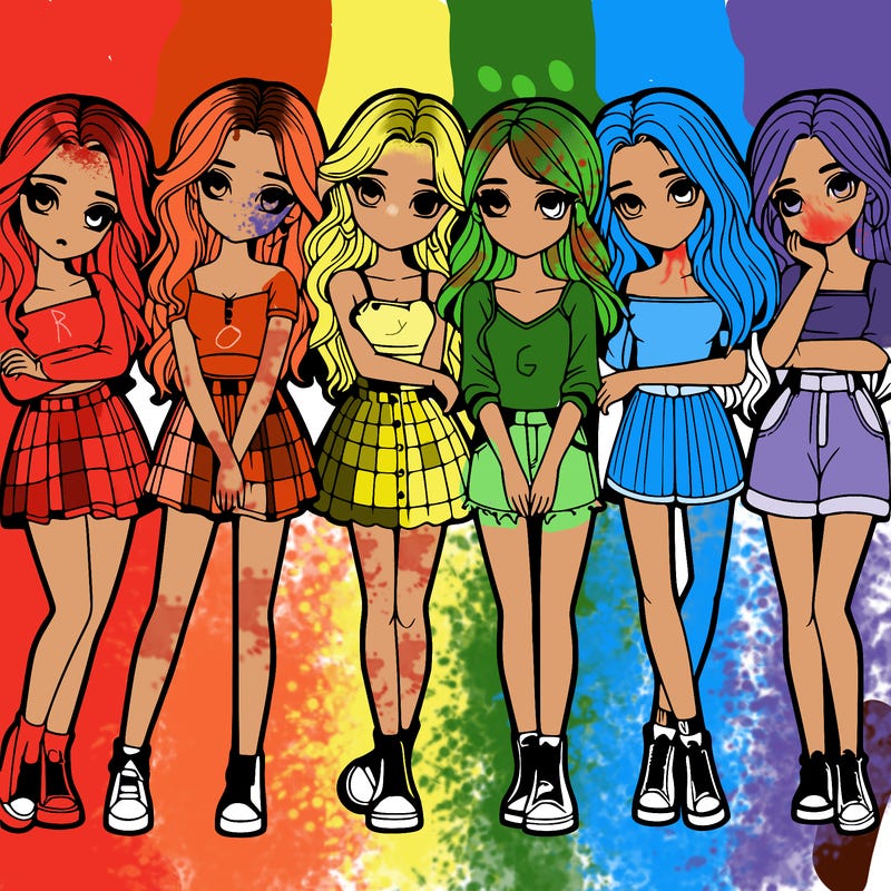 a group of girls realistic