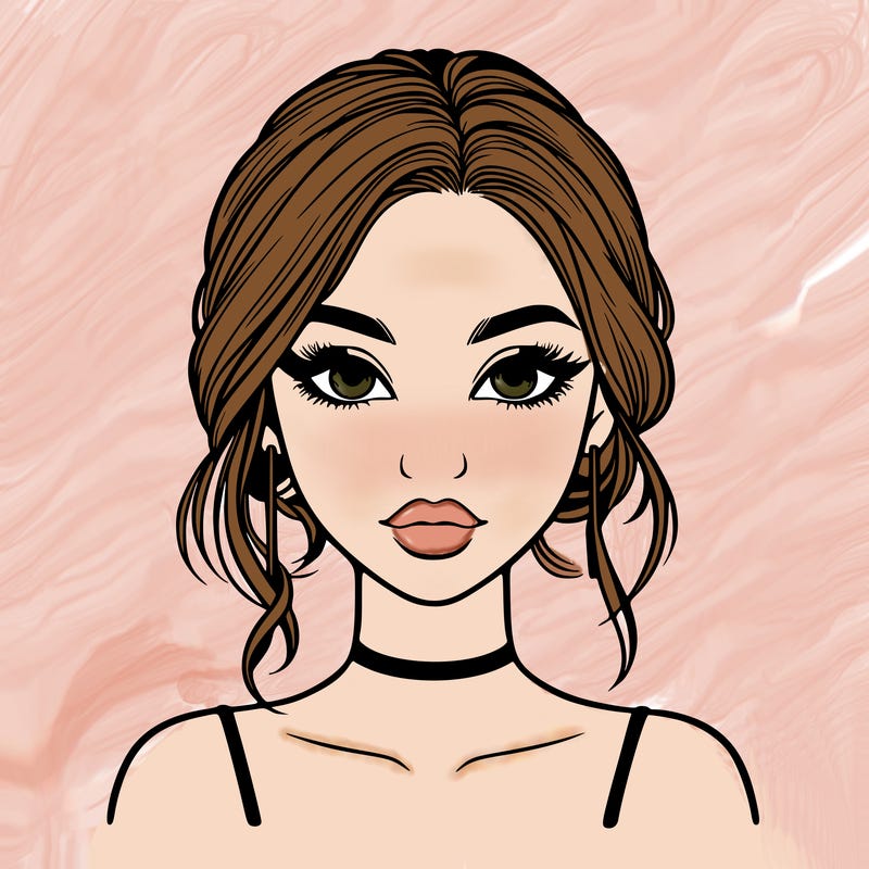 realistic girl with makeup on