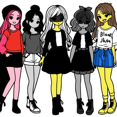 a group of five girls