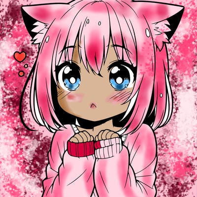 shy anime catgirl