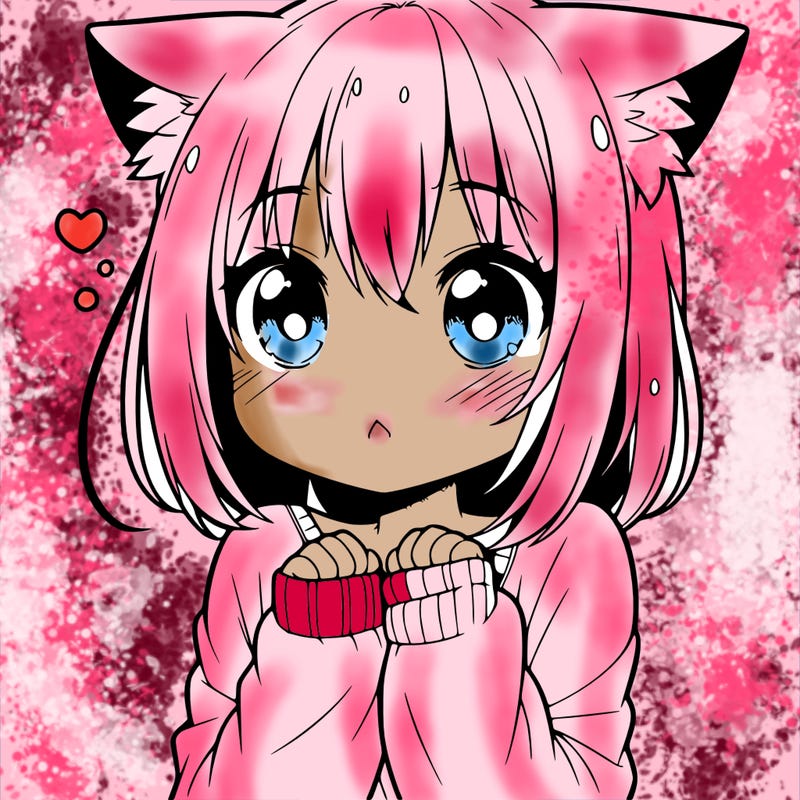 shy anime catgirl
