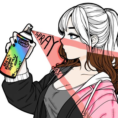 a realistic girl spray, painting
