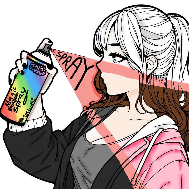 a realistic girl spray, painting