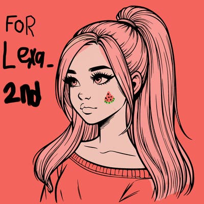 realistic girl with a high ponytail