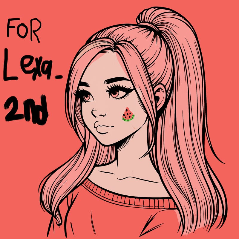 realistic girl with a high ponytail