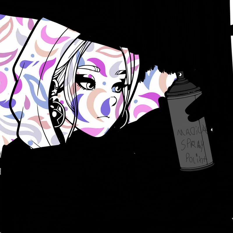 a realistic girl, spray painting