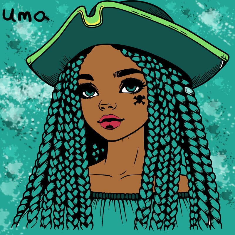 realistic girl with box braids and i realistic pirate hat
