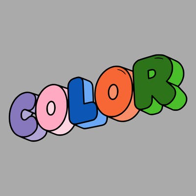 a sign that says color in bubble writing