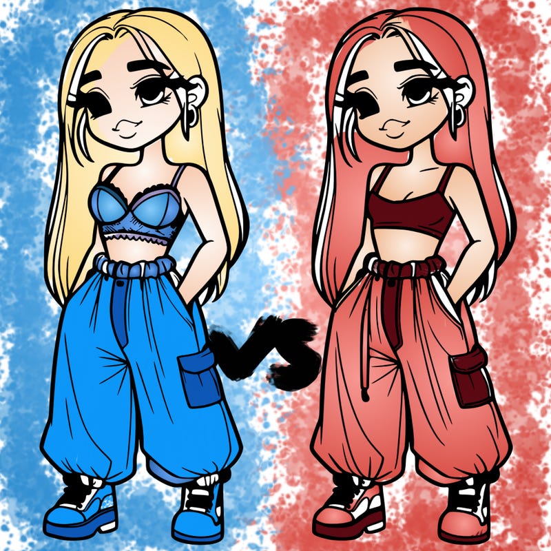 girl in crop top and baggy pantd