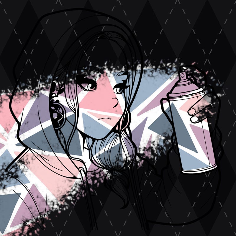 a realistic girl, spray painting