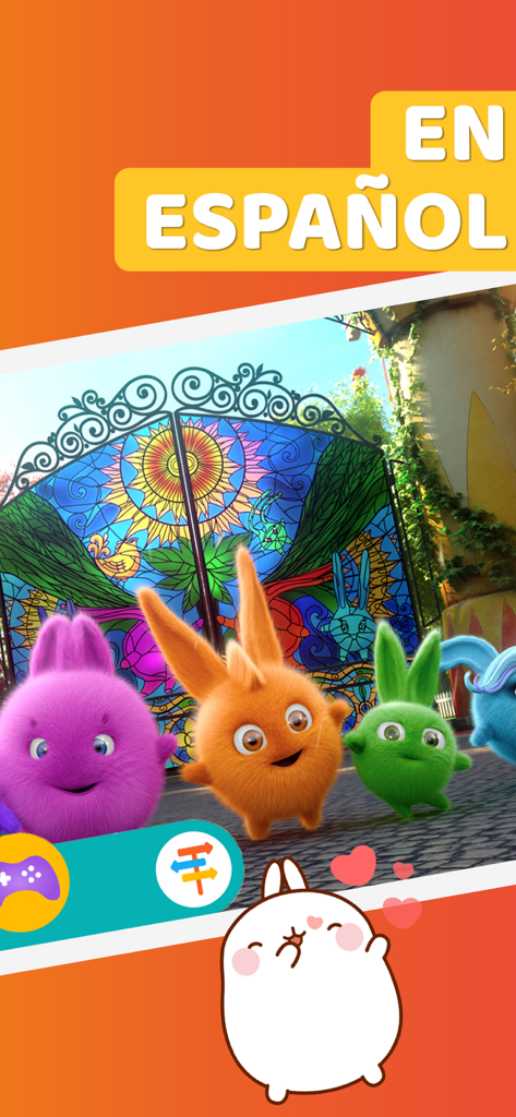 Aplicación KidsBeeTV Español con los dibujos animados Sunny Bunnies y Molang