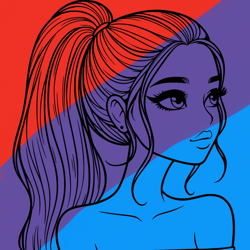 a beautiful and realistic girl with a high pony tail