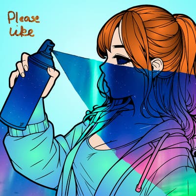 a realistic girl spray, painting