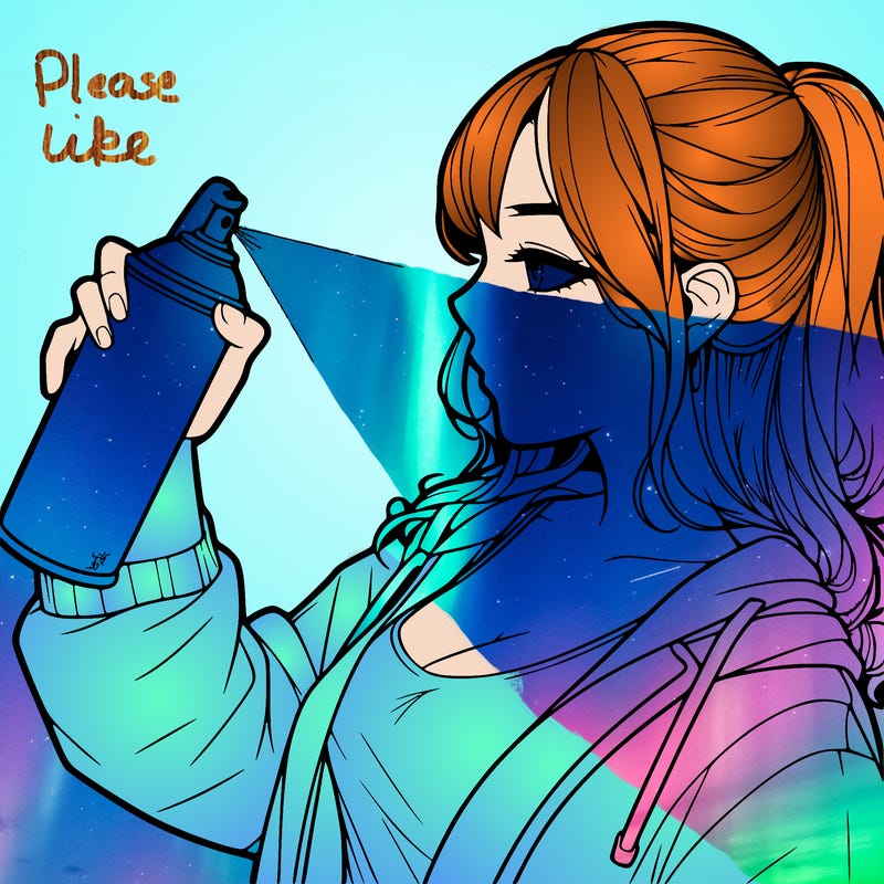 a realistic girl spray, painting