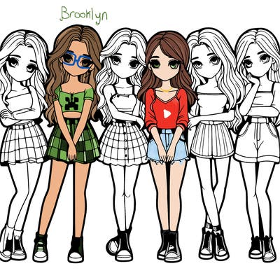 a group of girls realistic