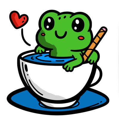 cute frog in a tea cup