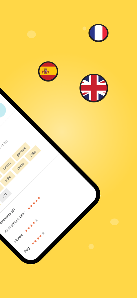 Vocabulary Miner - Vocabulary Miner app interface showing community flashcard lists and user ratings