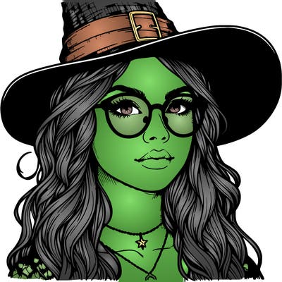 a witch with glasses realistic